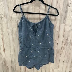 Bella Dahl Womens Size XS Blue Star Print 100% Linen Romper Spring Summer